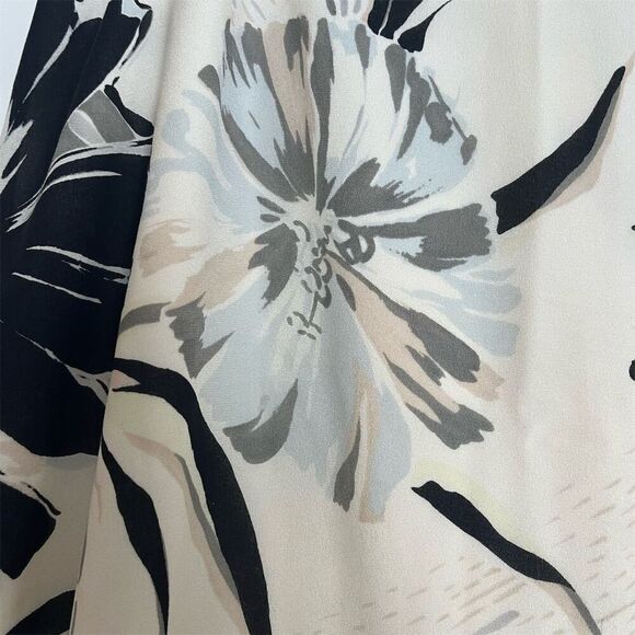 Talbots Silk A-Line Skirt Size 14 Black Floral Knee Length - Picture 2 of 6